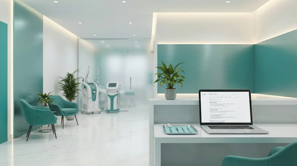 Comprehensive dental SEO guide showing dental practice website optimisation, local search, and patient acquisition strategies