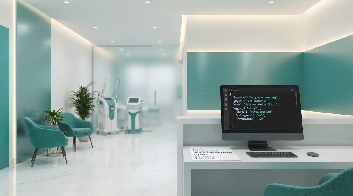 Schema markup implementation guide for local businesses showing structured data types, JSON-LD code, and rich result examples