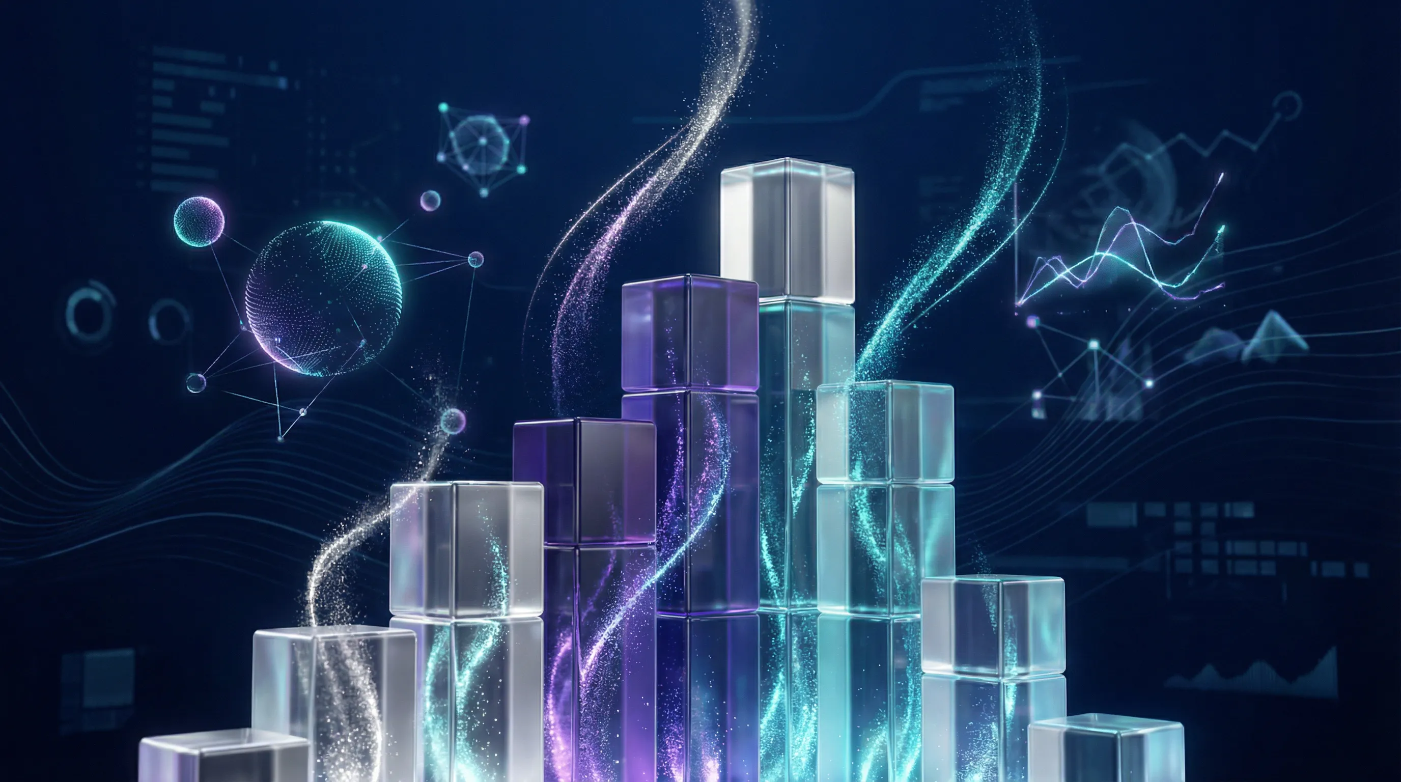 Abstract glass bar chart representing SEO pricing value comparison and growth metrics