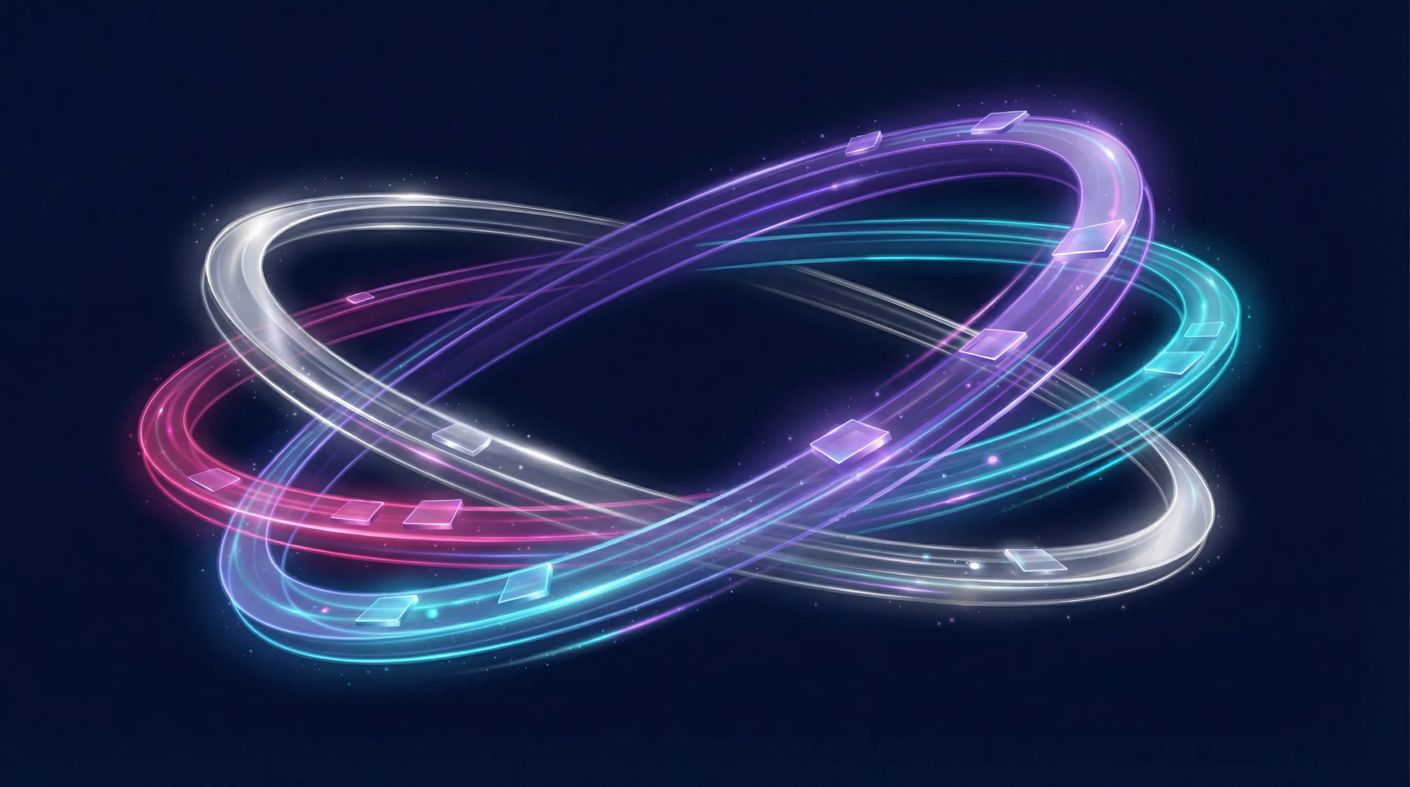 Abstract orbital rings representing the four-step SEO methodology and strategic process