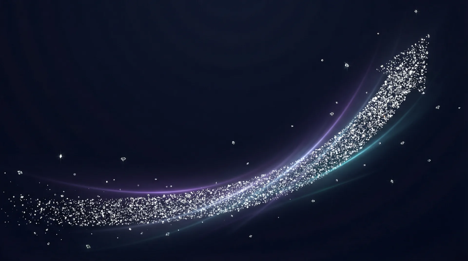 Ascending particle trajectory representing measurable SEO growth and results